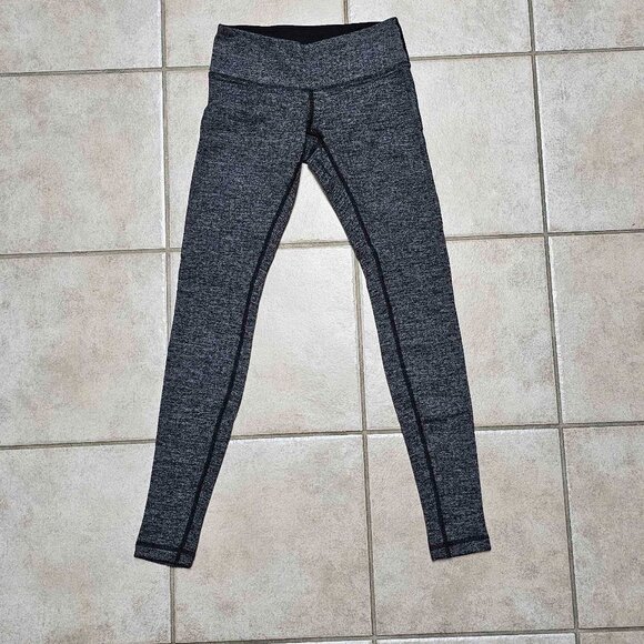 Lululemon Gray Herringbone Leggings Size 4 - Picture 3 of 6